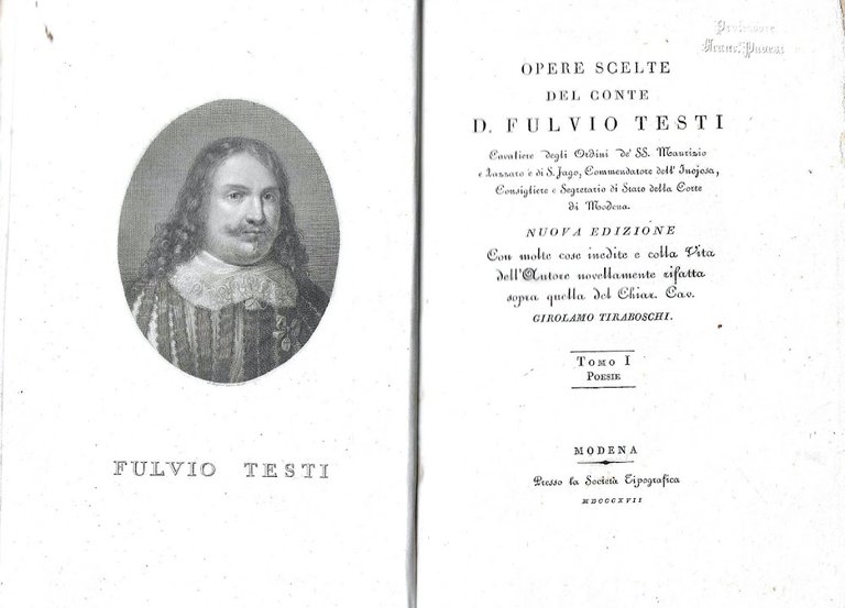 Opere scelte del Conte Fulvio Testi. Tomo I : Poesie … | Immagine Gallery 2