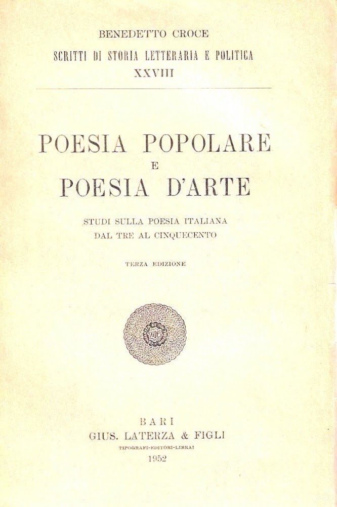 Poesia popolare e poesia d'arte. Studi sulla poesia italiana dal …