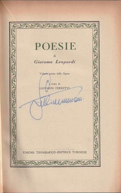 Poesie di Giacomo Leopardi - Vol. primo delle Opere