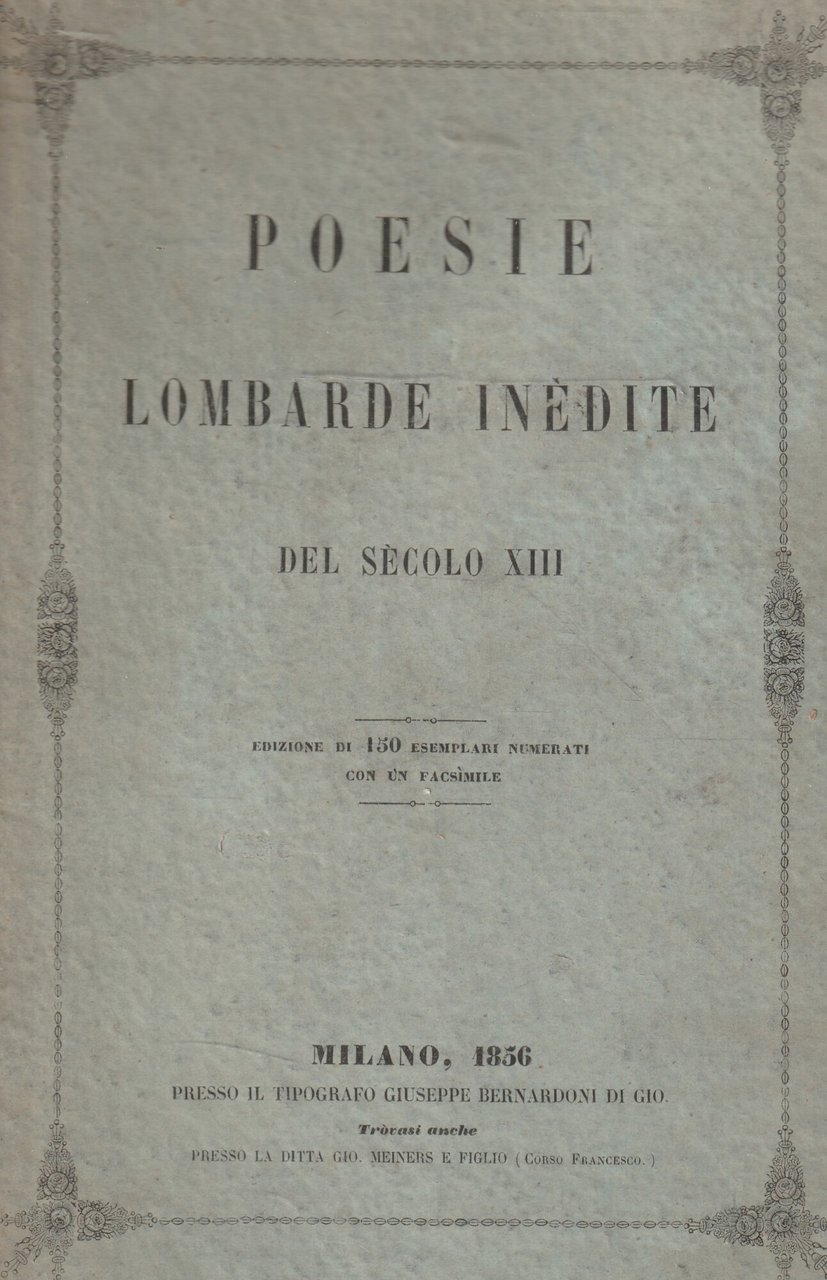 Poesie lombarde inèdite del sècolo XIII