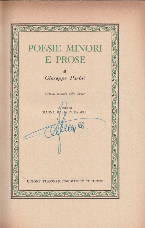 Poesie minori e prose. Volume secondo delle Opere