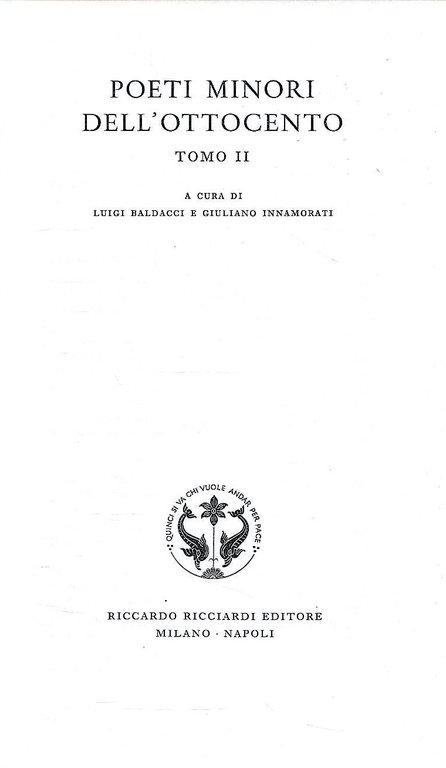 Poeti minori dell'Ottocento - Tomo II ("La Letteratura Italiana - …