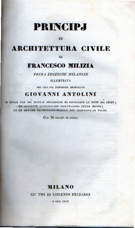Principj di Architettura civile. Materia