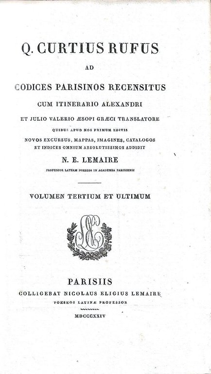 Q. Curtius Rufus ad Codices Parisinos Recensitus cum Itinerario Alexandri … | Immagine Gallery 2