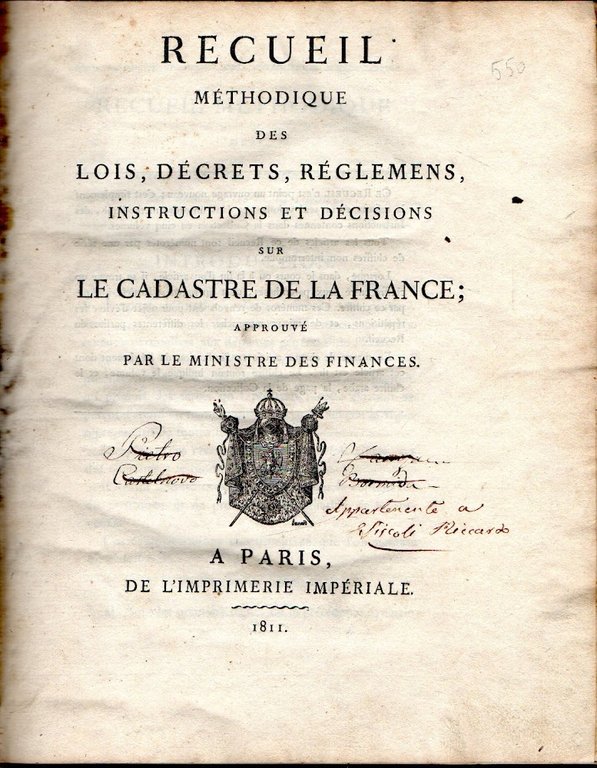 Recueil méthodique des lois, décrets, règlements, instructions et décisions sur …