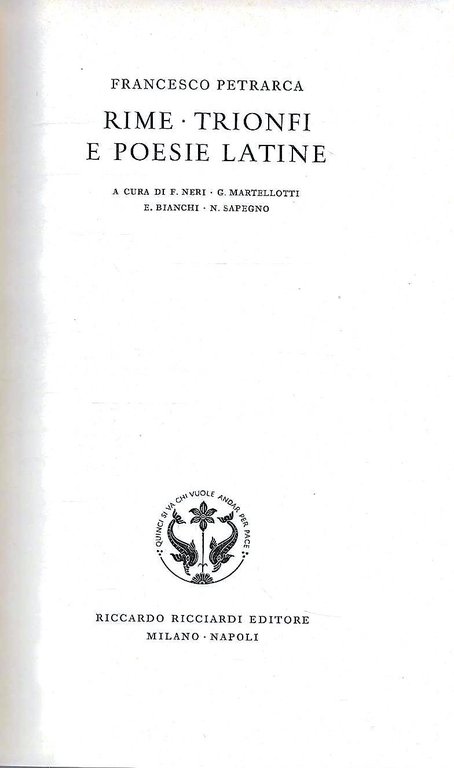 Rime - Trionfi e Poesie Latine. (La Letteratura Italiana - … | Immagine Gallery 2