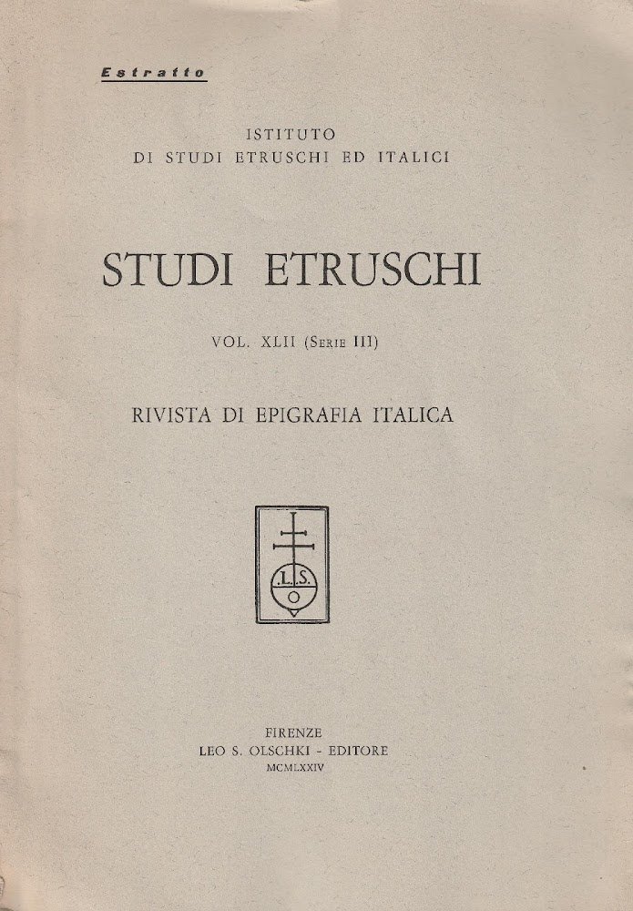 Rivista di epigrafia italica. Vol XLII (Serie III) di "Studi …