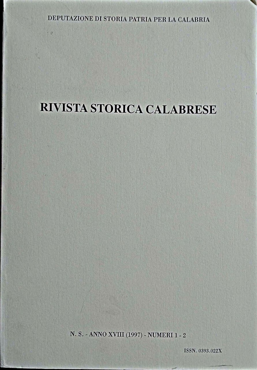 Rivista storica calabrese Anno XVIII (1997), numeri 1-2