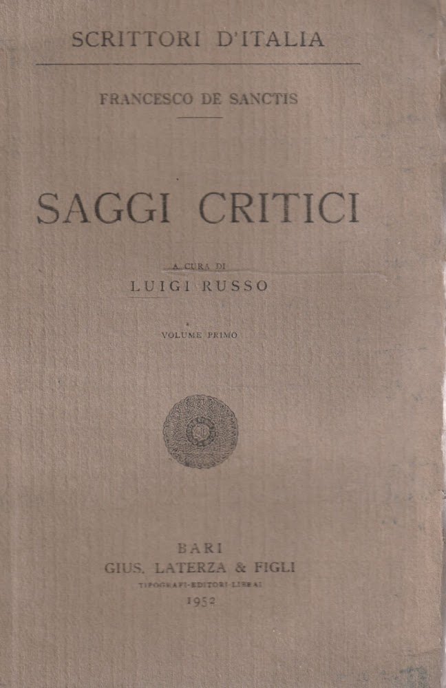 Saggi critici di Francesco De Sanctis a cura di Luigi …