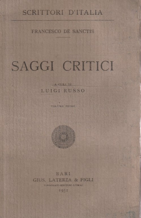 Saggi critici di Francesco De Sanctis a cura di Luigi … | Immagine Gallery 2