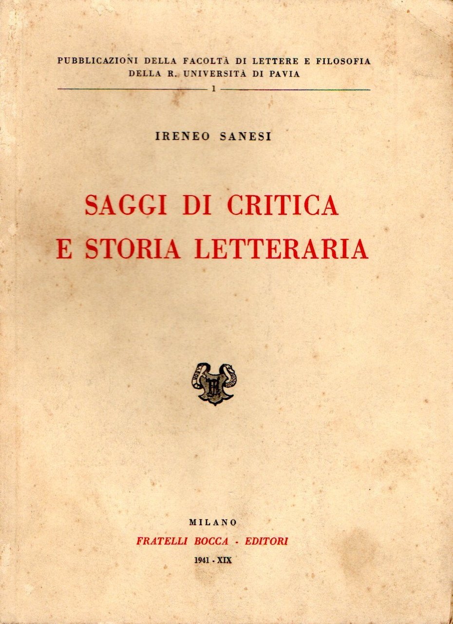 Saggi di critica e storia letteraria | Immagine principale