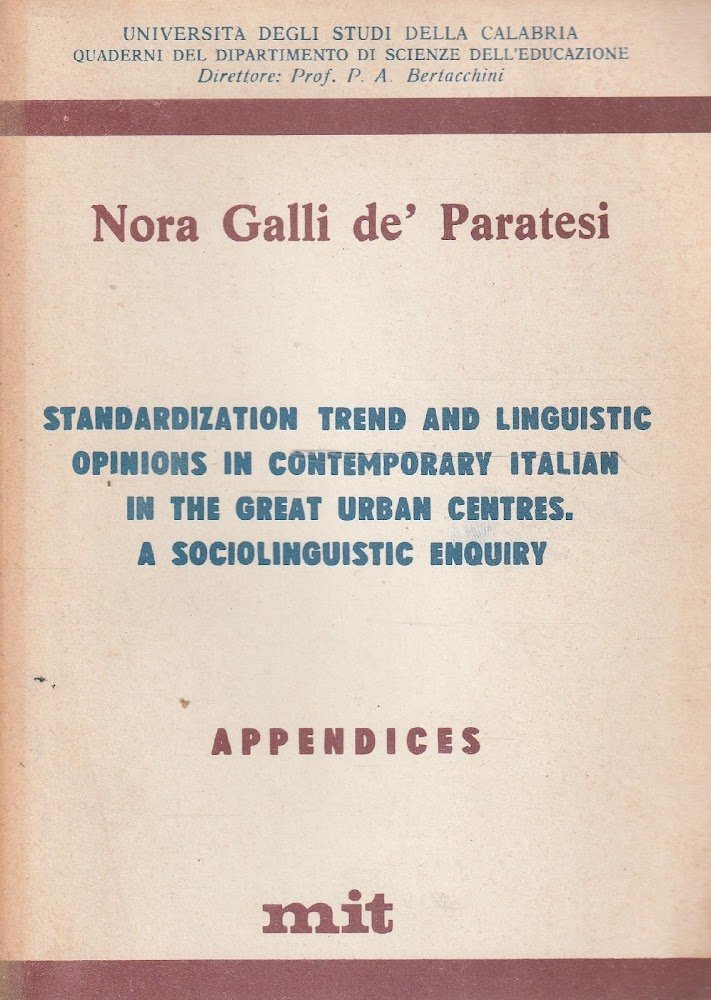 Standardization trend and linguistic opinions in contemporary italian in the … | Immagine principale