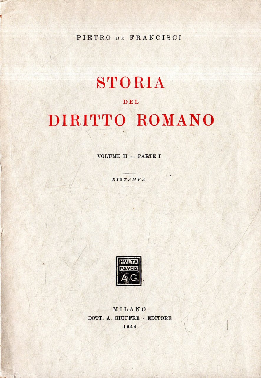 Storia del diritto romano (volume II: Parte I)