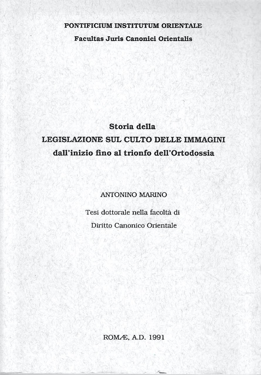 Storia della legislazione sul culto delle immagini dall'inzio fino al …