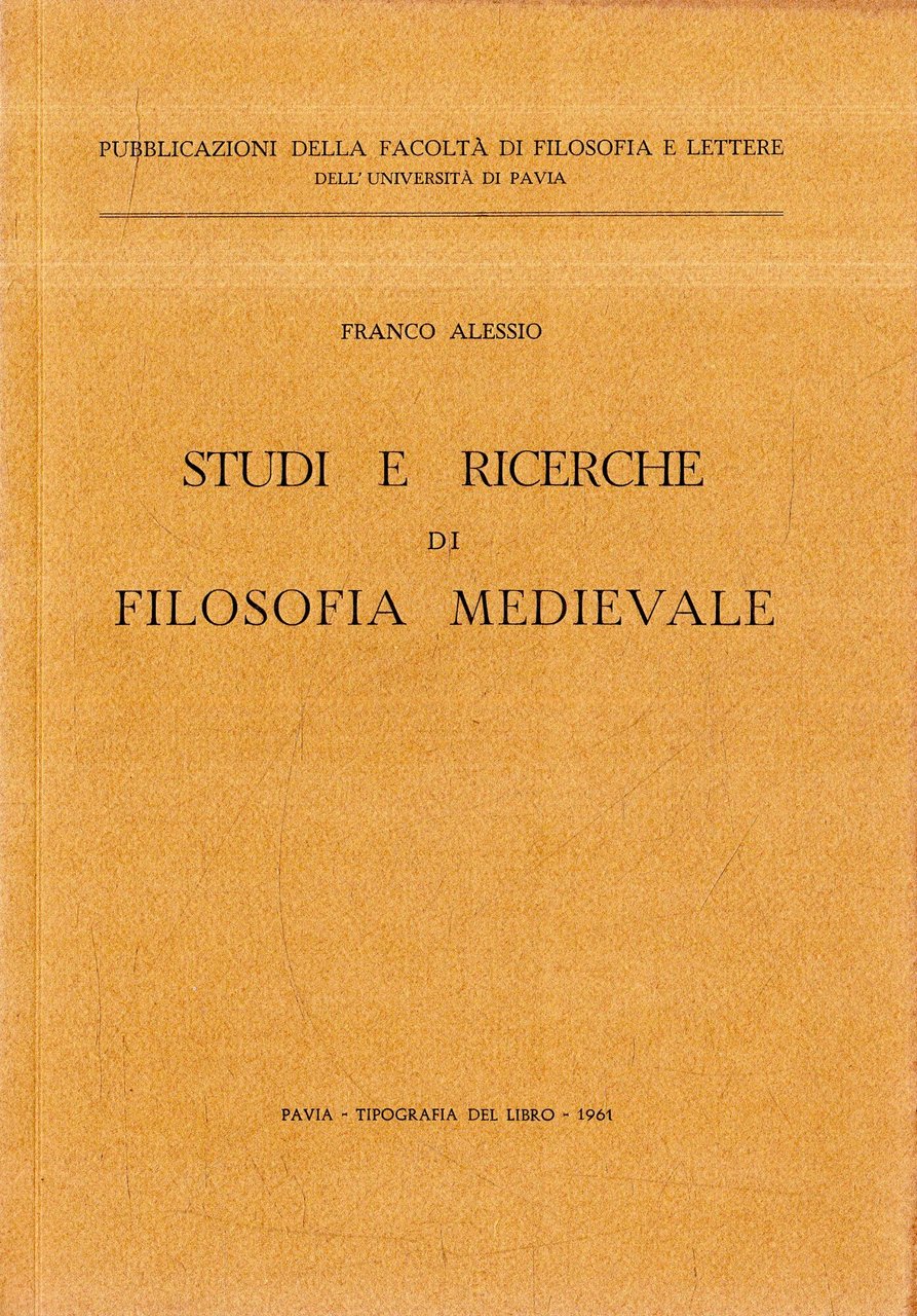 Studi e ricerche di filosofia medievale