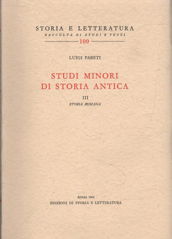 Studi Minori di Storia Antica. 3: storia romana