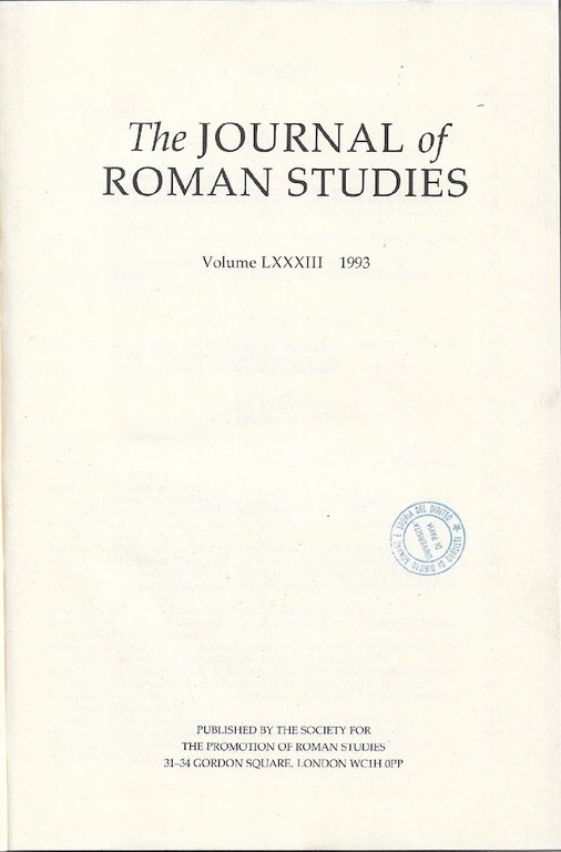 The journal of roman studies. Vol LXXXIII