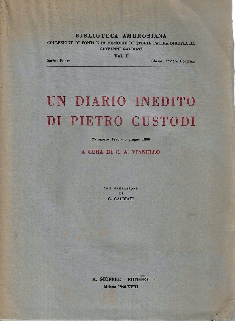 Un diario inedito di Pietro Custodi. 25 aprile 1798 - …