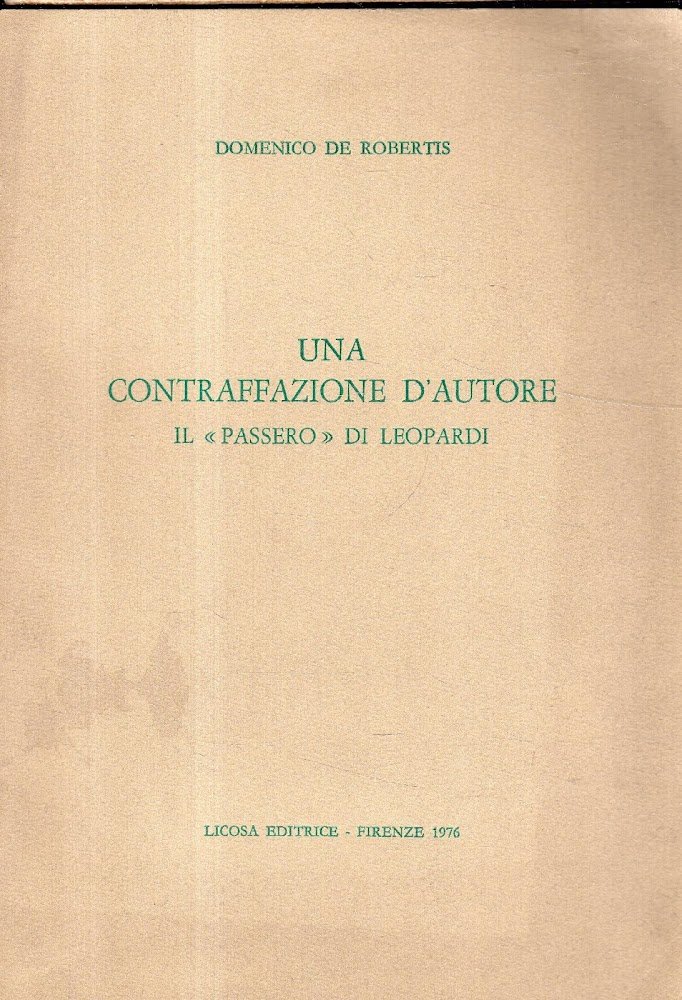 Una Contraffazione d'autore. Il "passero" di Leopardi