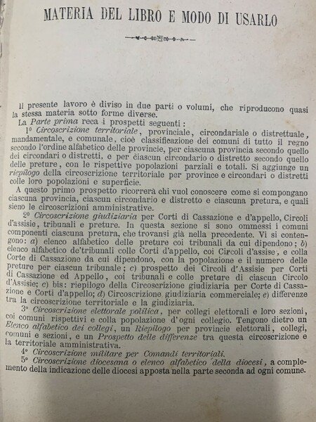 CIRCOSCRIZIONI E DIZIONARIO DEI COMUNI DEL REGNO D'ITALIA