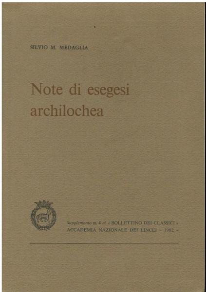 NOTE DI ESEGESI ARCHILOCHEA