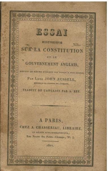 ESSAI HISTORIQUE SUR LA CONSTITUTION ET LE GOUVERNEMENT