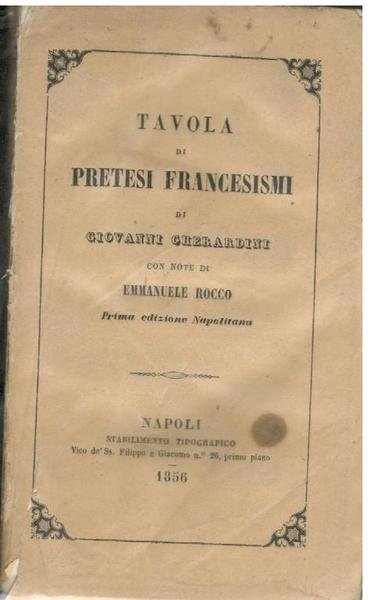 Tavola di pretesi francesismi,