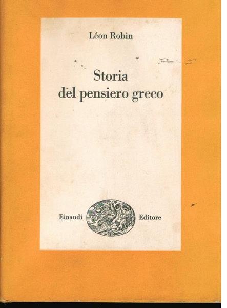 STORIA DEL PENSIERO GRECO