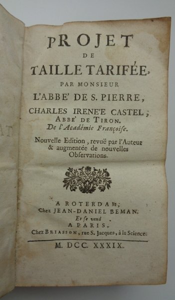 PROJET DE TAILLE TARIFEE. Nouvelle edition revue par l'Auteur et …