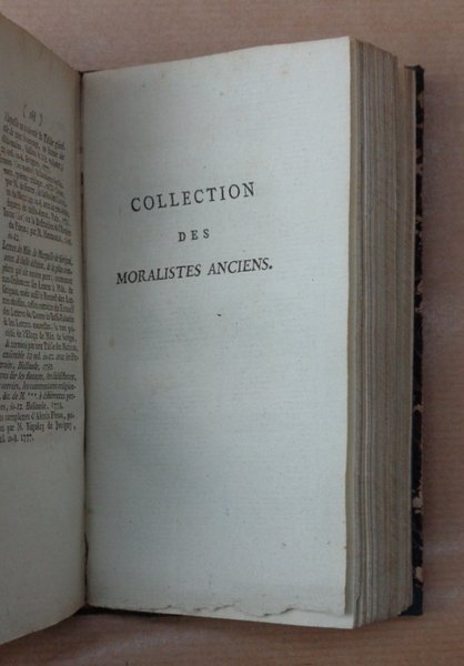 COLLECTION DES MORALISTES ANCIENS. Tome premier: MANUEL D'EPICTETE. Tome second: …