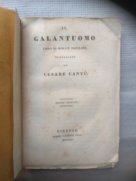 IL GALANTUOMO, LIBRO DI MORALE POPOLARE.