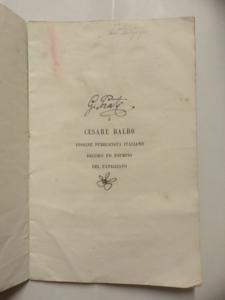 ALL'ARRIVO DELLE CENERI DI RE CARLO ALBERTO. Trenodia augurale. (Con …