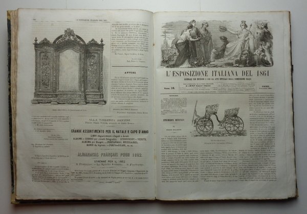 LA ESPOSIZIONE ITALIANA DEL 1861. Giornale con 190 incisioni e …