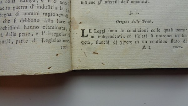 DEI DELITTI E DELLE PENE. Edizione ultima dellanno MDCCLXIX. Collaggiunta …