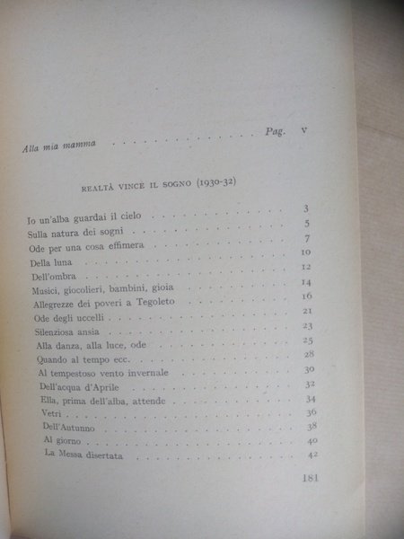 POESIE 1930-1954. Realtà vince il sogno - Altre poesie  …