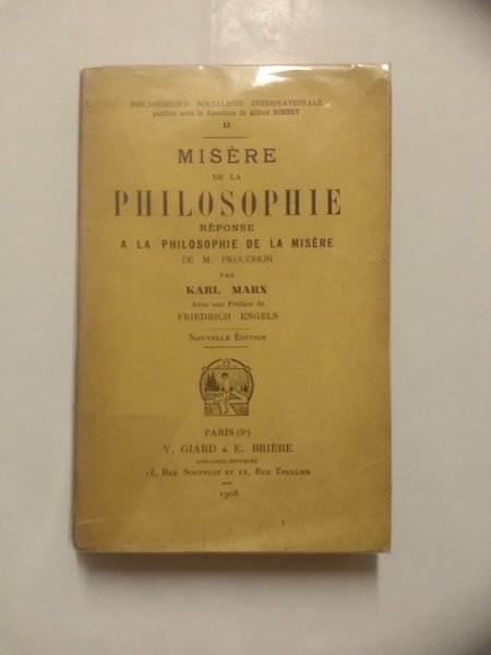 MISERE DE LA PHILOSOPHIE. Réponse à la Philosophie de la …