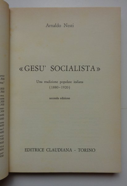 GESÙ SOCIALISTA. Una tradizione popolare italiana.