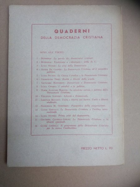IL PROGRAMMA DELLA DEMOCRAZIA CRISTIANA PER LA NUOVA COSTITUZIONE.