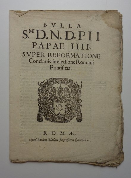 BULLA SUPER REFORMATIONE CONCLAVIS in electione Romani Pontificis.