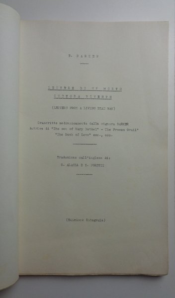 LETTERE A UN MORTO TUTTORA VIVENTE.