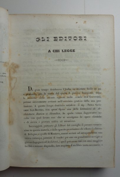 ISTITUZIONI DI ARCHITETTURA STATICA E IDRAULICA.