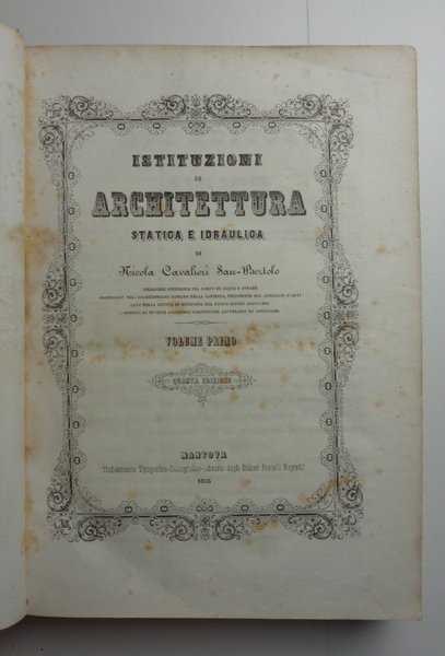 ISTITUZIONI DI ARCHITETTURA STATICA E IDRAULICA.