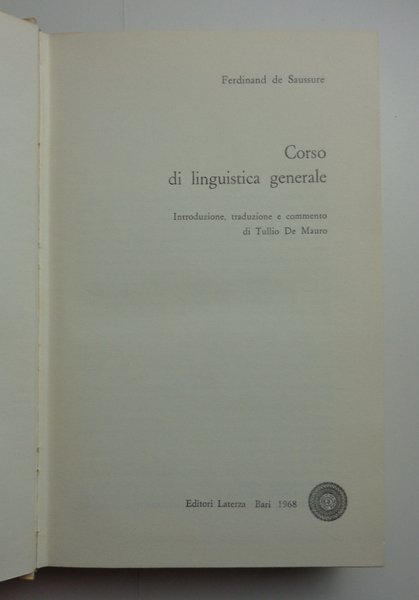 CORSO DI LINGUISTICA GENERALE.