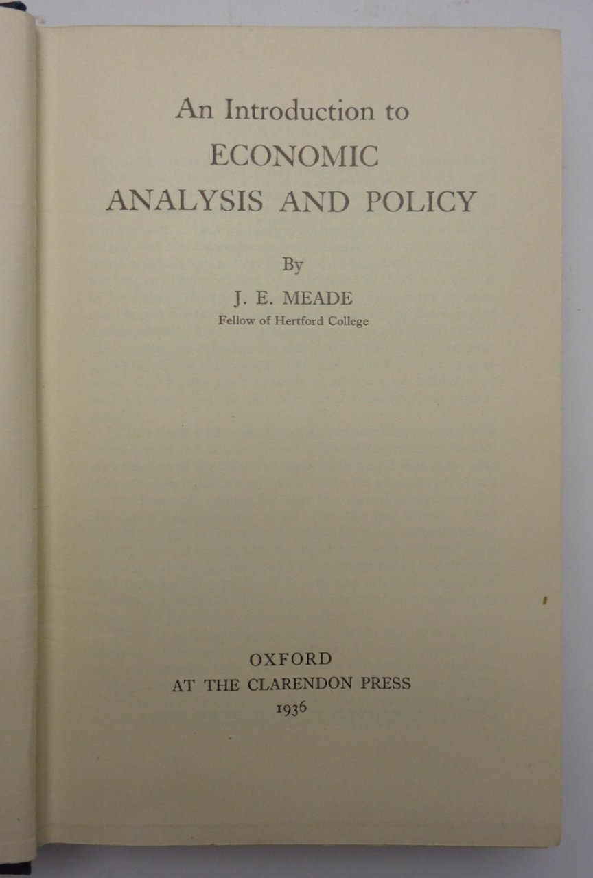 AN INTRODUCTION TO ECONOMIC ANALYSIS AND POLICY.
