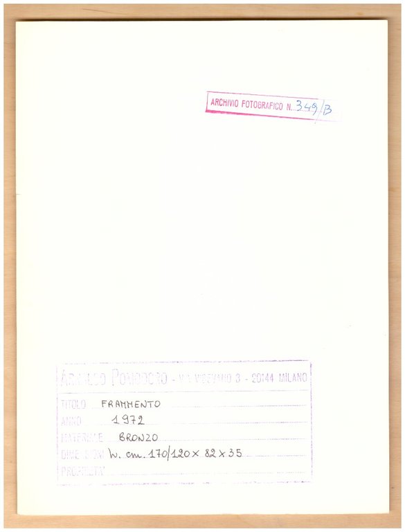 ARNALDO POMODORO. 15 sculptures 1960-1980. + 5 FOTO ORIGINALI (Studio …