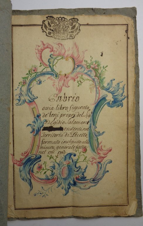 CABREO DI PROPRIETÀ IN PECETTO di Valenza. 1762.