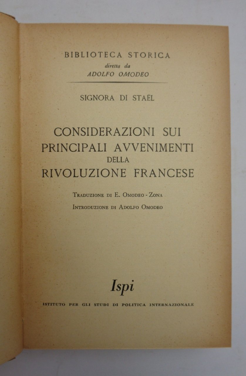 CONSIDERAZIONI SUI PRINCIPALI AVVENIMENTI DELLA RIVOLUZIONE FRANCESE. | Immagine principale