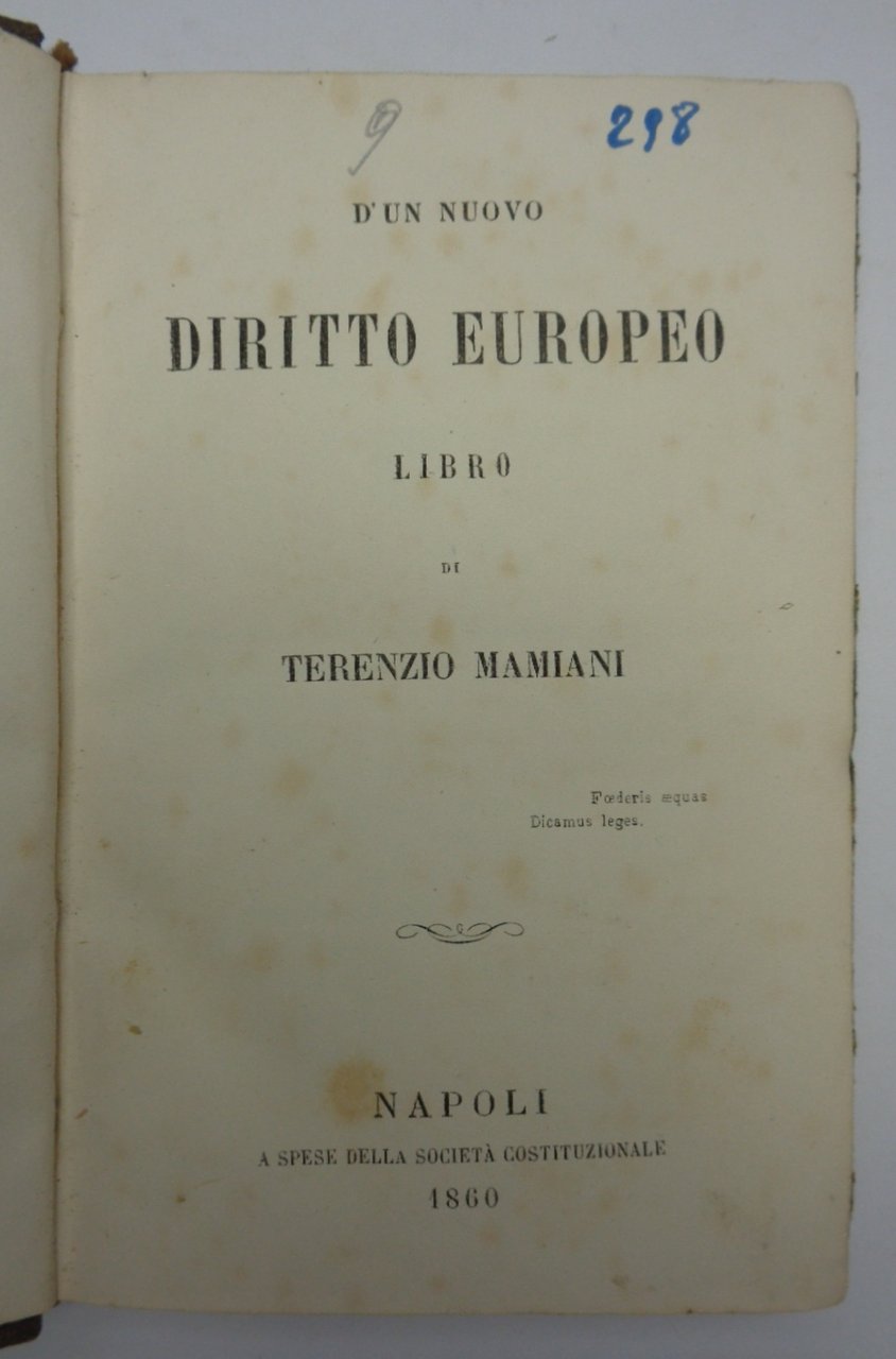 D'UN NUOVO DIRITTO EUROPEO.