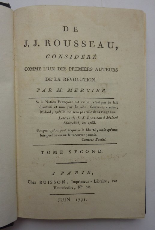 DE J.J. ROUSSEAU, CONSIDÉRÉ COMME L'UN DES PREMIERS AUTEURS DE …