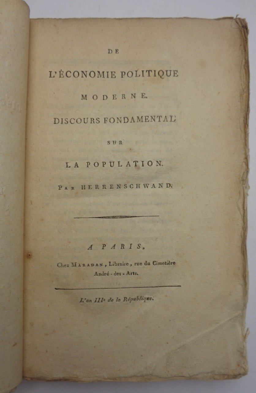 DE L'ÉCONOMIE POLITIQUE MODERNE. DISCOURS FONDAMENTAL SUR LA POPULATION.